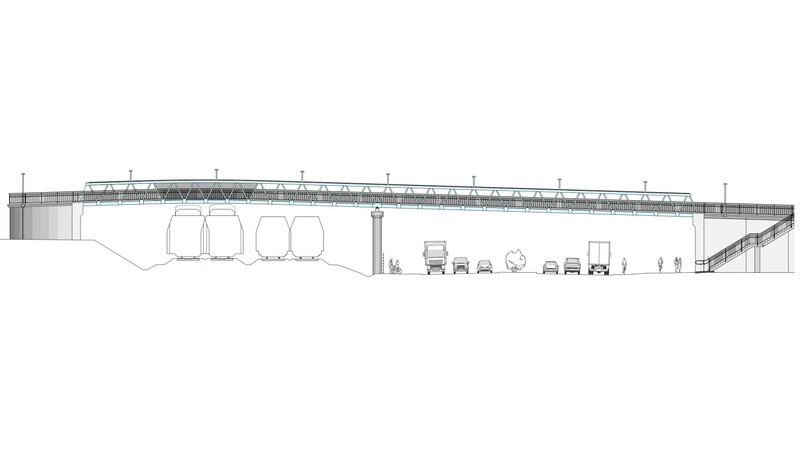 Queransicht Fuß-Radwegbrücke © IGS